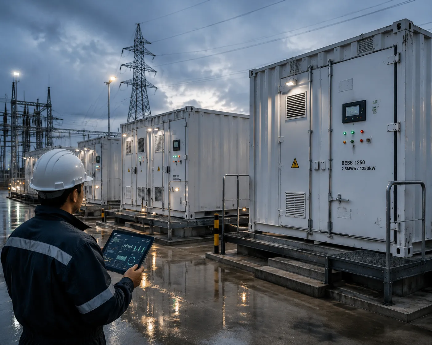 Percenec Energy containerized BESS installation at industrial manufacturing facility