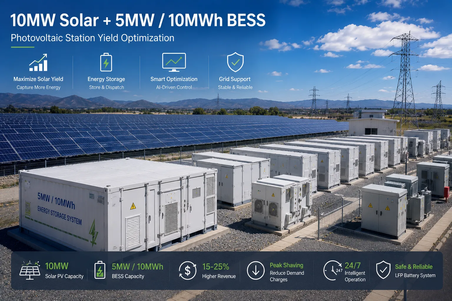 10MW photovoltaic power station supporting 5MW/10MWh energy storage