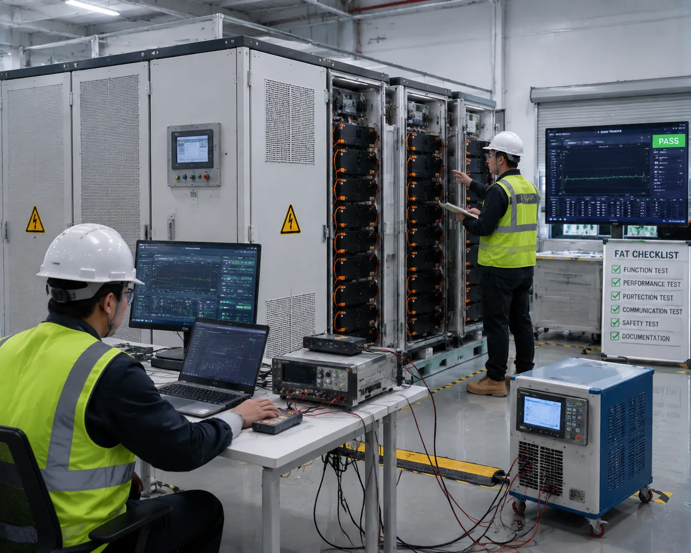 Factory Acceptance Testing of Percenec containerized BESS unit performing full-power system load validation