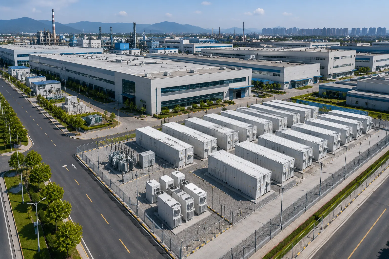 Industrial BESS deployed at a manufacturing facility
