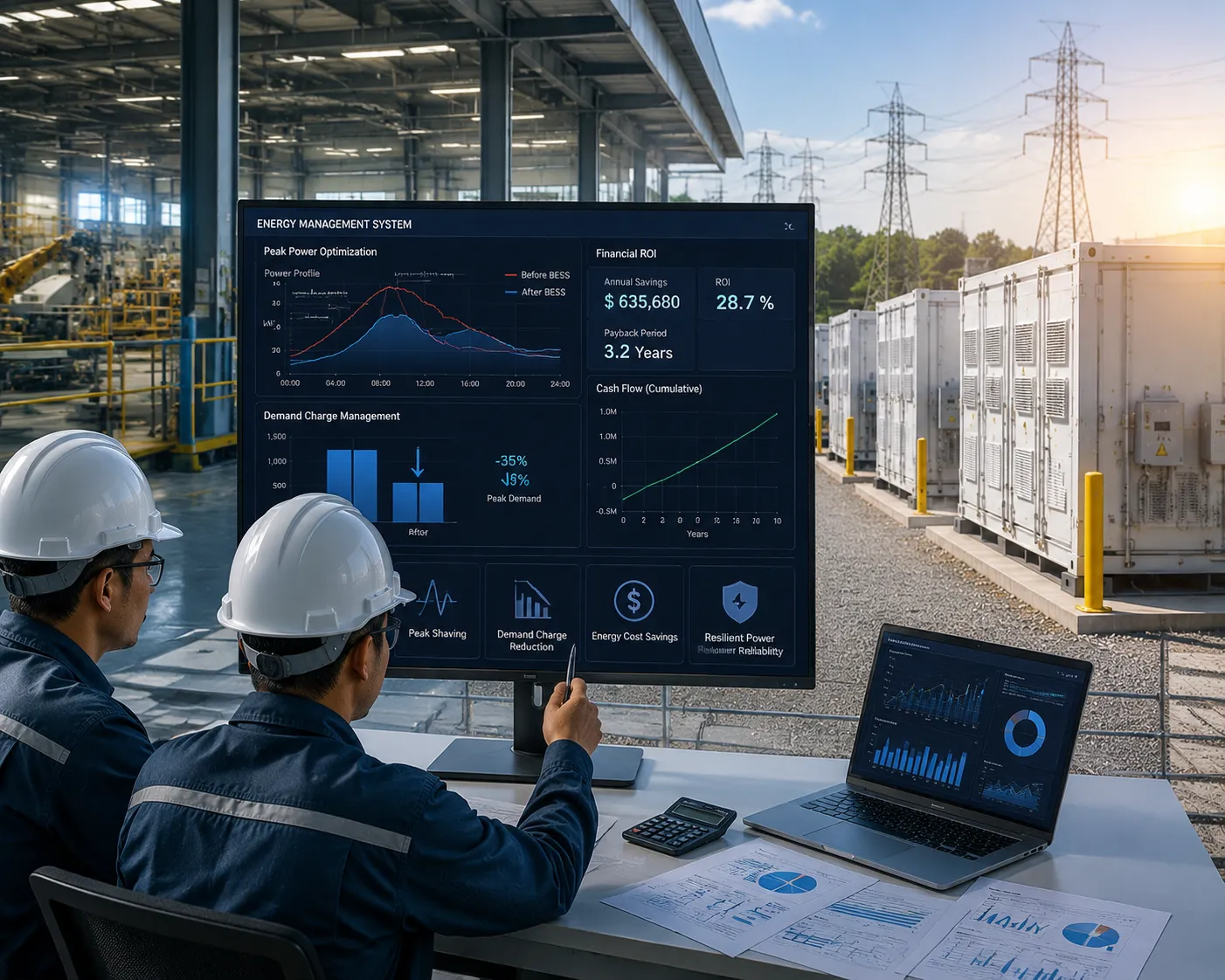 Percenec Energy industrial energy storage installation optimizing peak power cost and BESS ROI