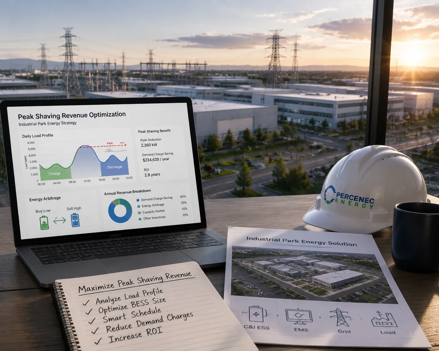 Commercial and industrial peak shaving battery energy storage facility