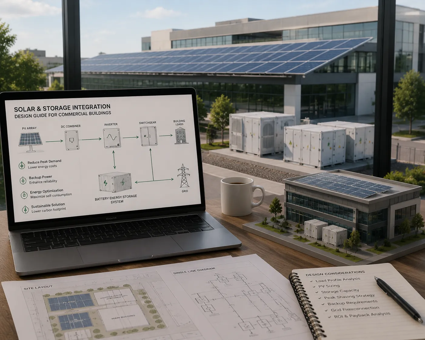 Solar plus storage microgrid design for commercial facilities