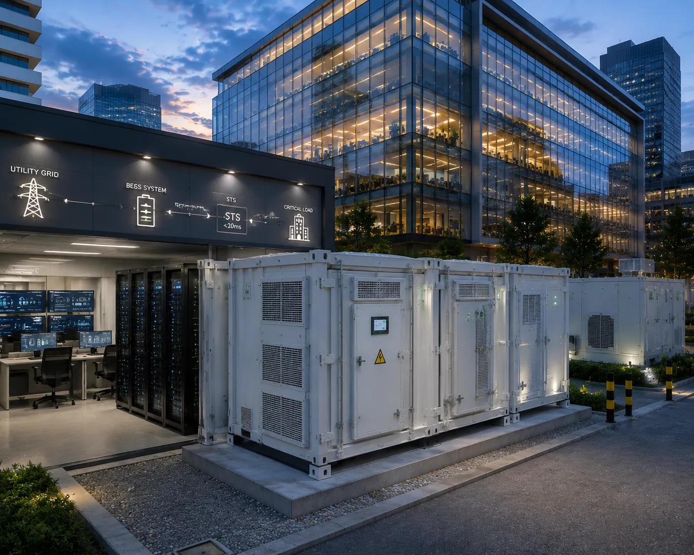 Commercial office complex backup power modular BESS installation