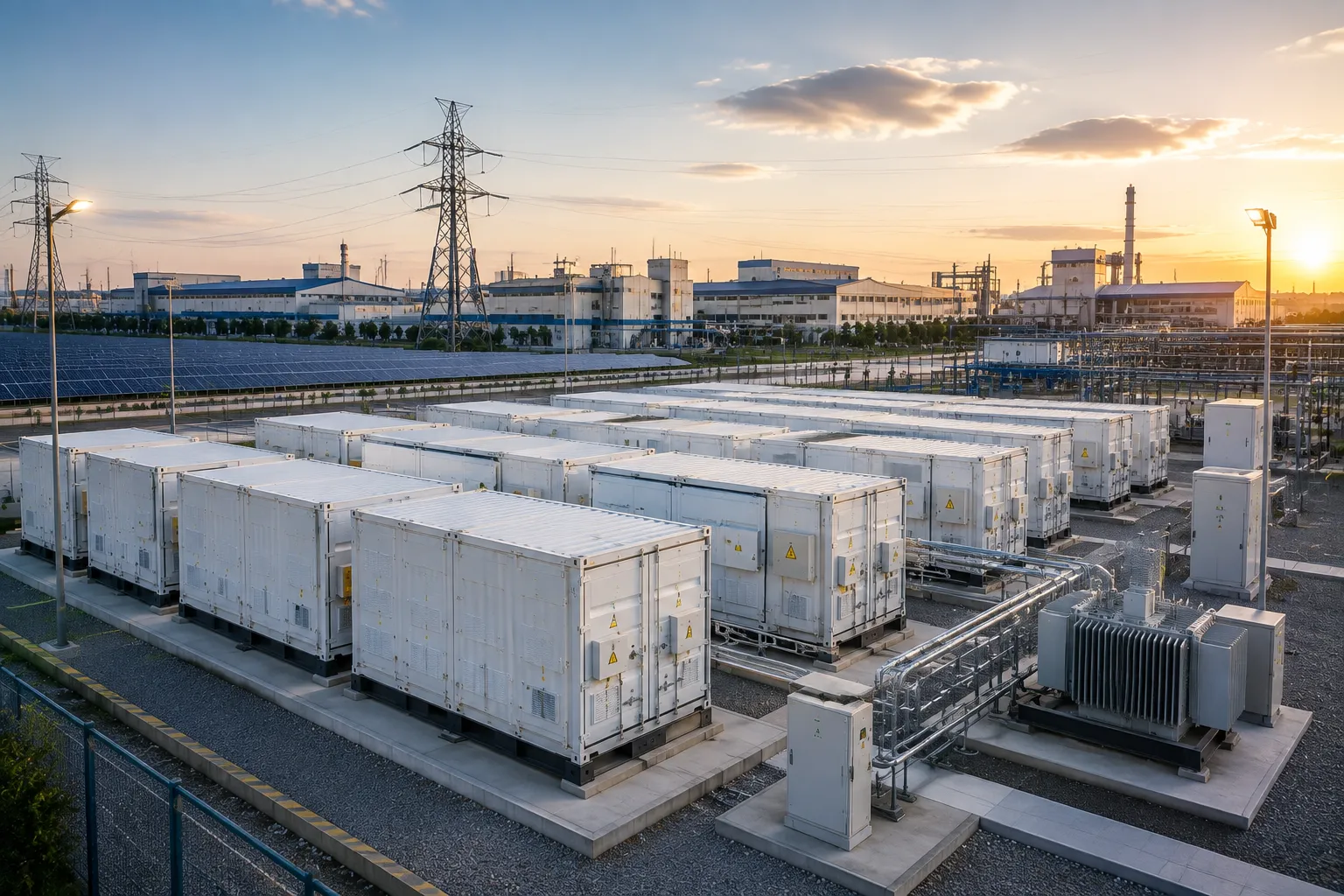Percenec industrial solutions containerized battery energy storage system at manufacturing plant