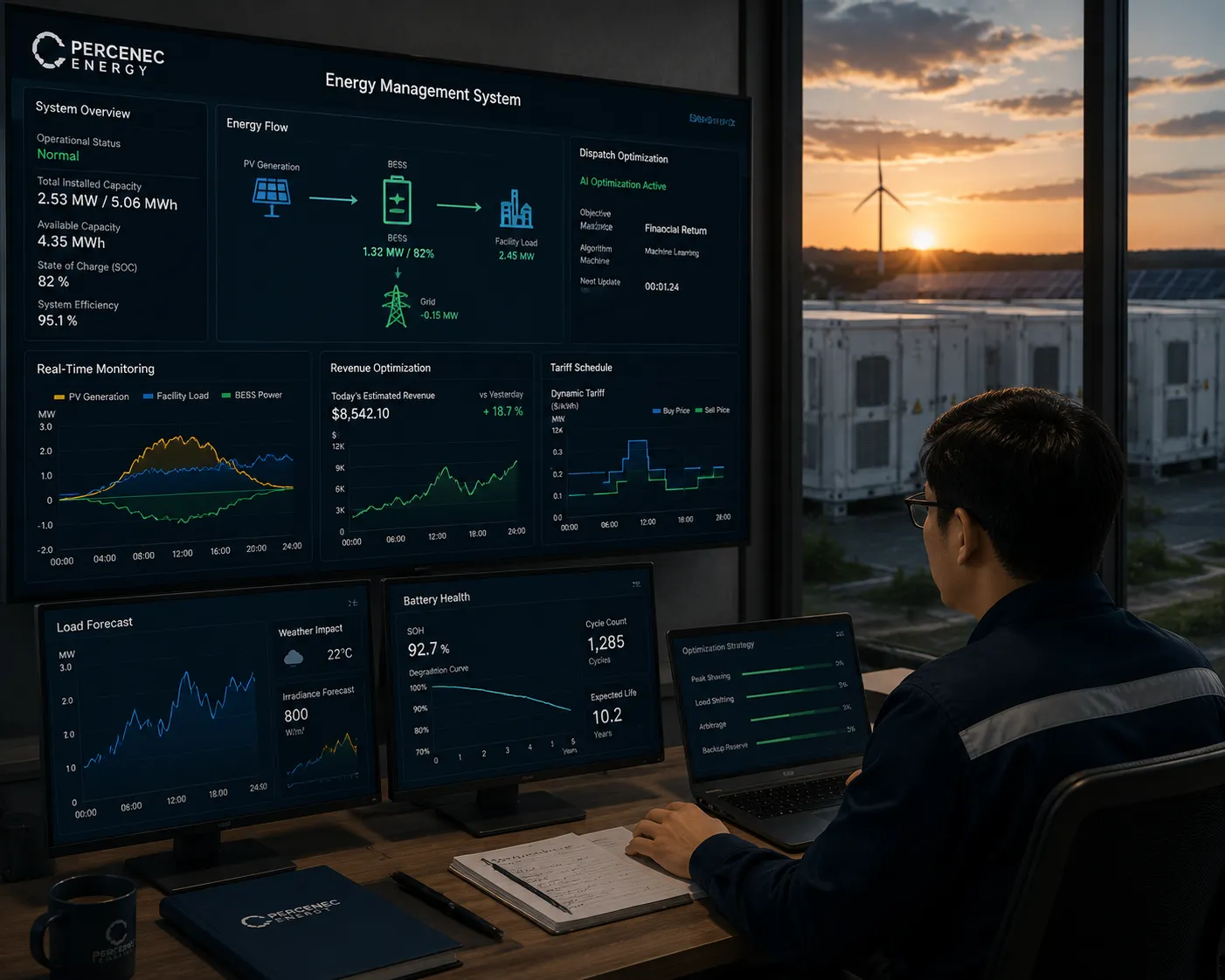 Percenec Energy C&I BESS Financial Modeling, ROI Calculation, and Dynamic EMS Revenue Stacking Architecture