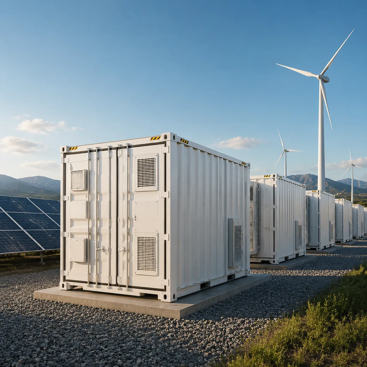 Utility Scale Battery Storage Containers for Solar and Wind